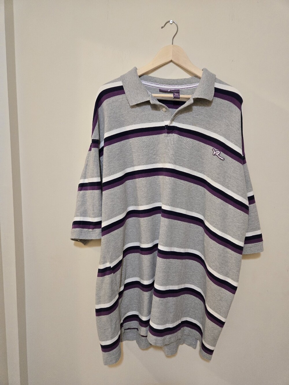 VTG Rocawear Gray Polo with Purple & Black Stripe Accents Size 3x